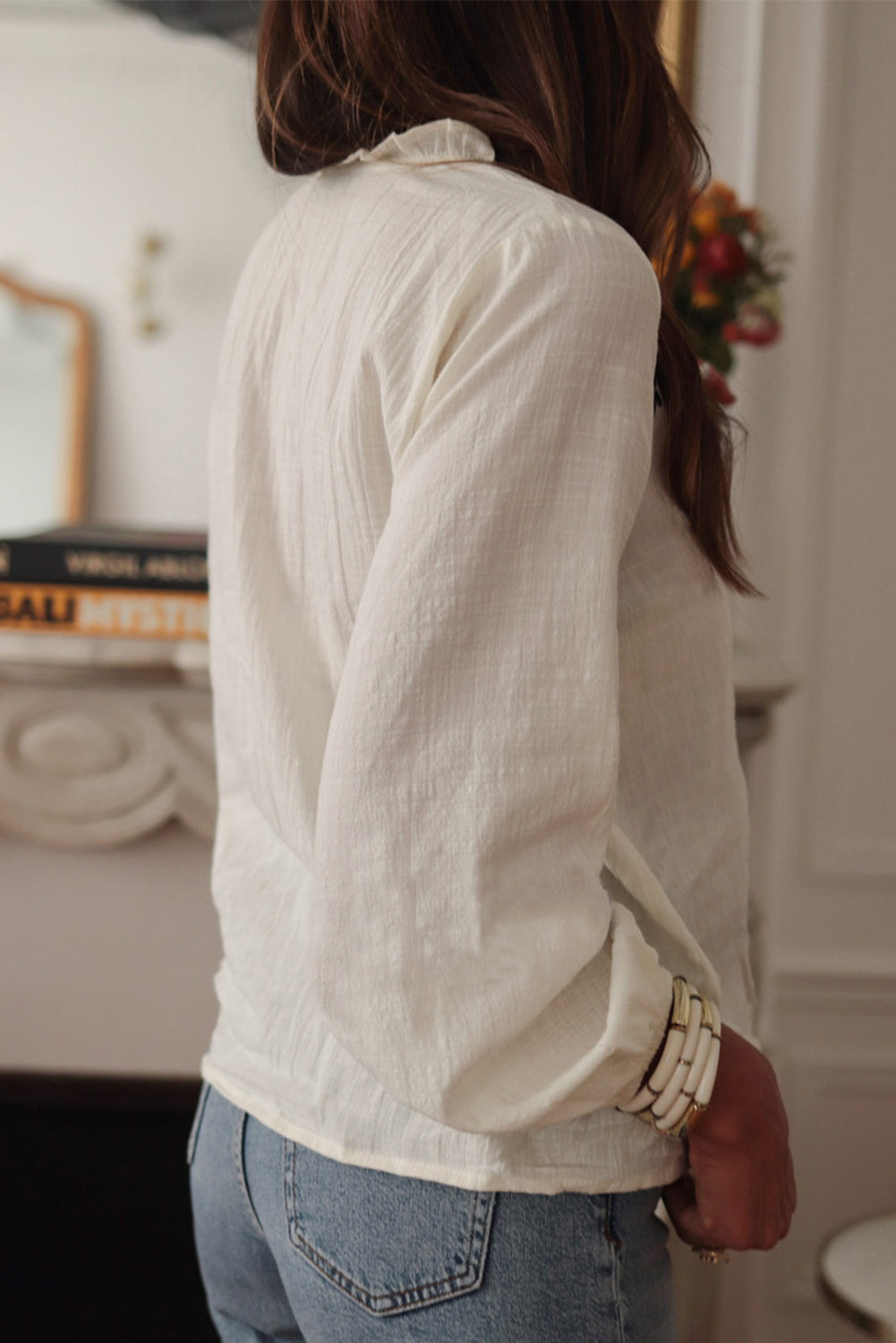 Blouse Blanche à Fleurs Brodées