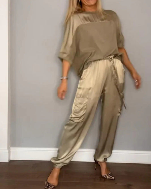 Ensemble Deux Pièces Femme en Satin Doux